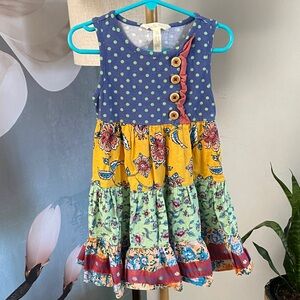 Matilda Jane Multi-Color Patchwork Floral Tiered tank top Dress for Girls 4T